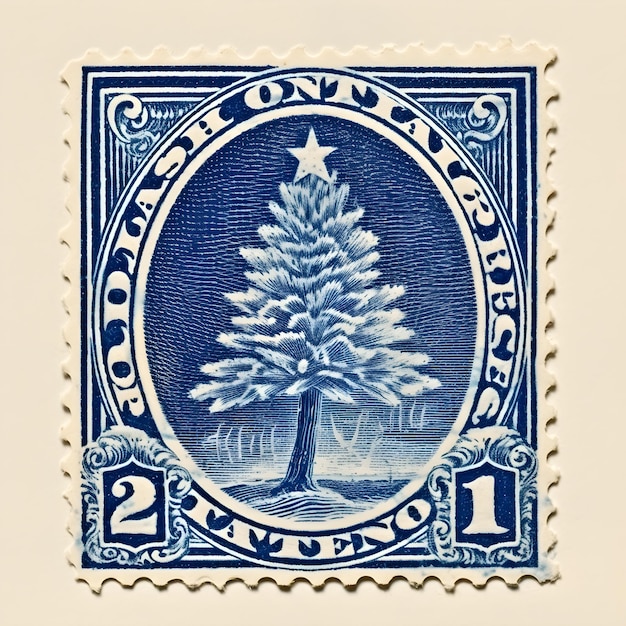 Photo christmas tree mail stamp