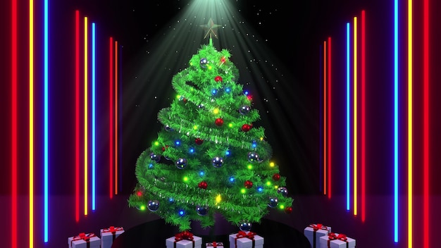 Christmas Tree Neon Background