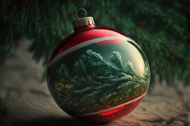 Christmas tree ornament with a red ball