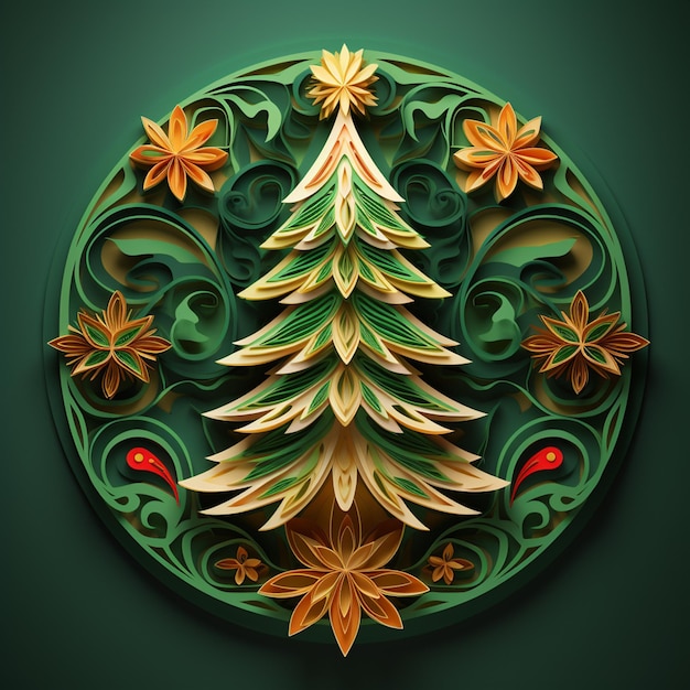 Christmas tree paper art digital art collection
