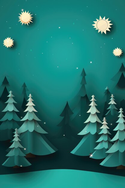 Christmas tree papercraft illustration Merry Christmas banner background Generative ai