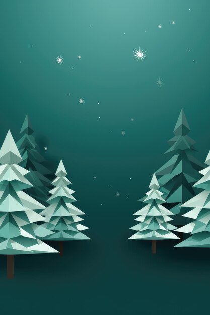 Christmas tree papercraft illustration Merry Christmas banner background Generative ai