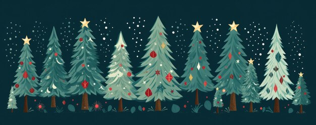 Christmas tree papercraft illustration Merry Christmas banner background Generative ai