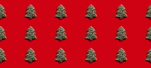 Christmas tree pattern red seamless background