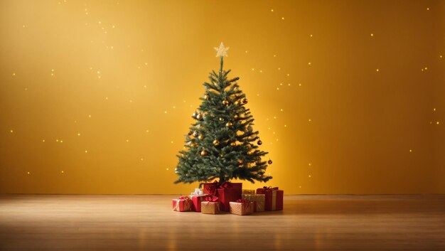 Christmas tree over pink background Backdrop with copy space