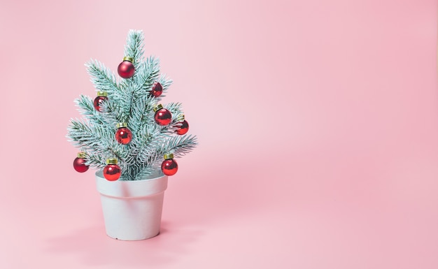 Christmas tree on a pink background