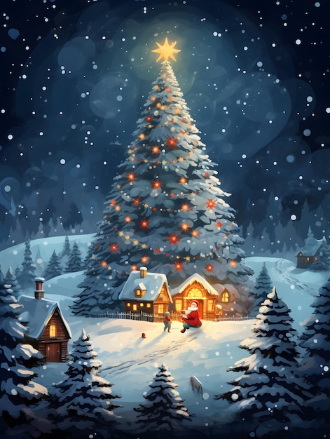 Рождественская елка плакат фон дизайн новогодняя иллюстрация