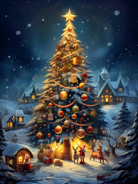 Рождественская елка плакат фон дизайн новогодняя иллюстрация