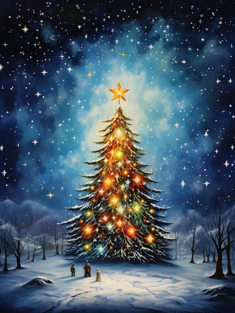 Christmas tree poster card background design new years illustration