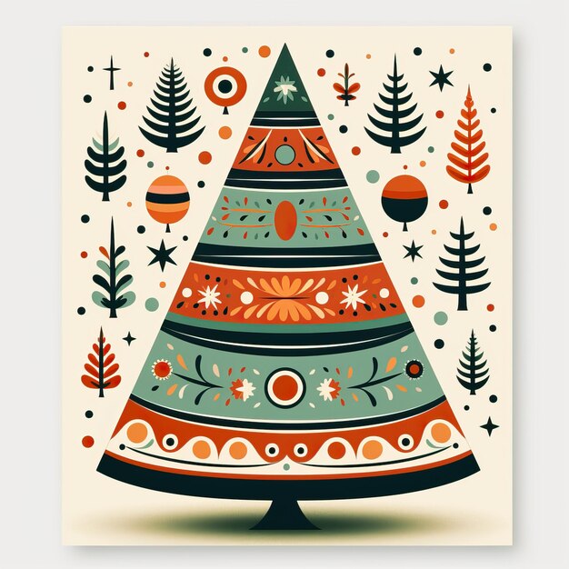 Photo christmas tree retro style white background high quality ai generated image