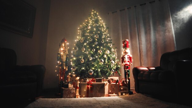 Christmas Tree in a room at sunrise