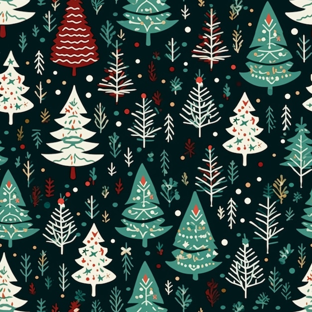 벽지 포장지 스크랩북 직물 및 제품 디자인 영감을 위한 크리스마스 트리 원활한 패턴 타일형 휴가 국가 인쇄