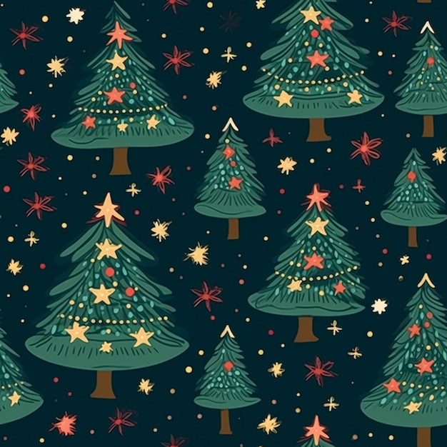 Christmas tree seamless pattern tileable holiday country print for wallpaper wrapping paper scrapbook fabric and product design inspiration