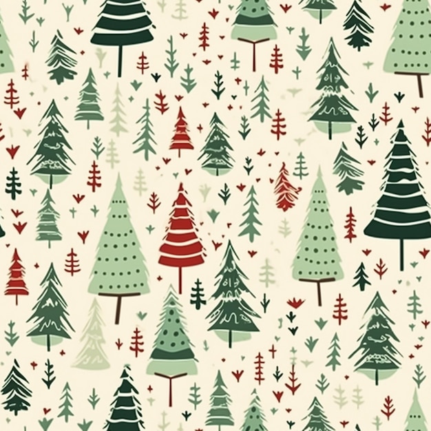 Christmas tree seamless pattern tileable holiday country print for wallpaper wrapping paper scrapbook fabric and product design