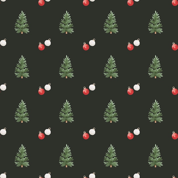 Christmas tree seamless pattern watercolor painting