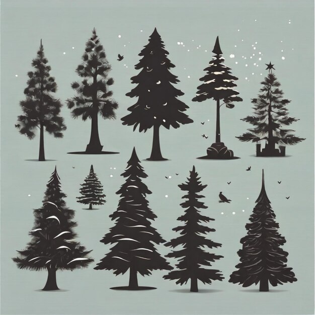 Photo christmas tree silhouettes vector background