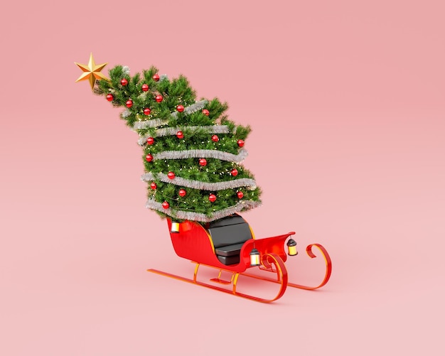 Christmas tree on a sleigh