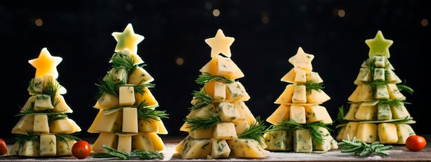 Christmas tree snack made from cheese Generative AI Food