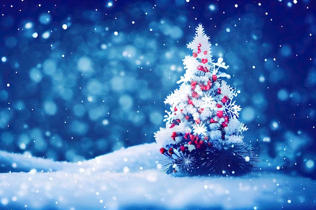 Christmas tree snow background