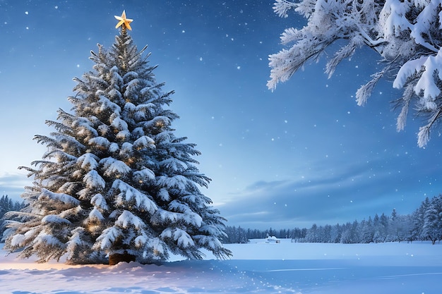 Premium Photo | Christmas tree snowfall winter background