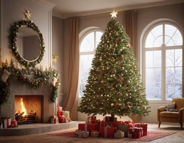 Фото Рождественская елка студия свет новый год полное тело 3d