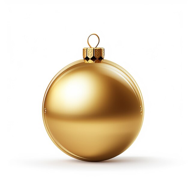 Christmas tree toy Golden ball isolated on white background Realistic vector illustration Design