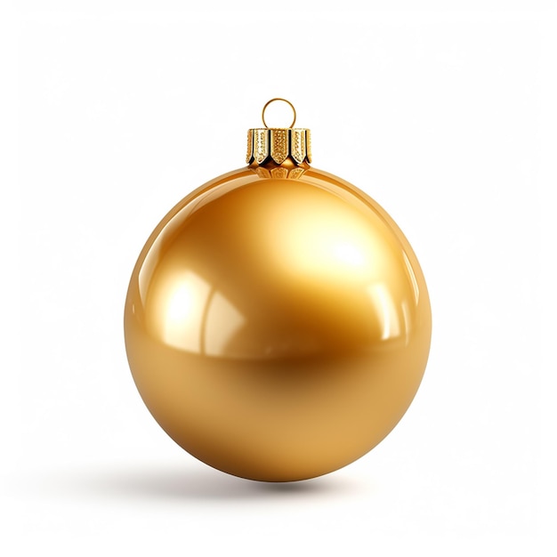 Christmas tree toy Golden ball isolated on white background Realistic vector illustration Design