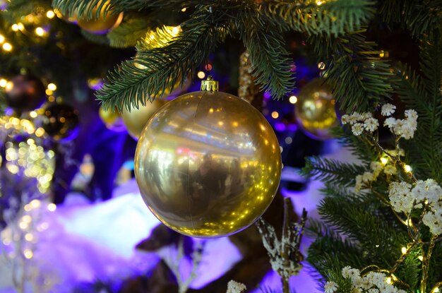 Christmas tree toys balls on the Christmas tree