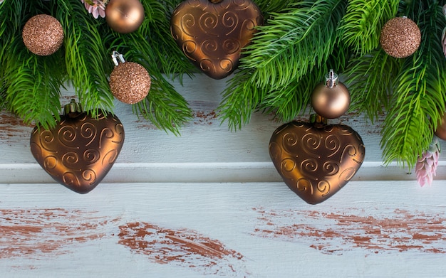 Christmas tree toys on a branch