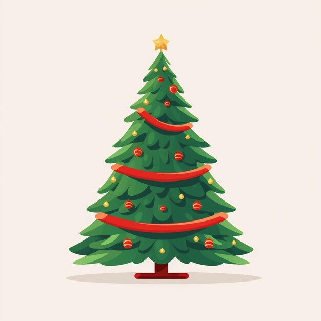 Christmas tree vector 2d flat color white background