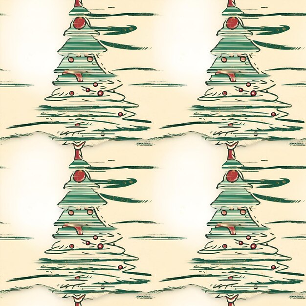 Christmas tree vintage pattern seamless