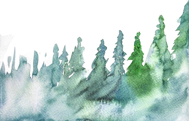 Photo christmas tree watercolor backgrounds, hand painting