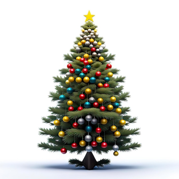 The Christmas tree on a white background is voluminous lush color image realistic