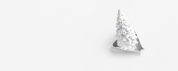 白い背景の上のクリスマスツリー、ミニマリストのコンセプト
