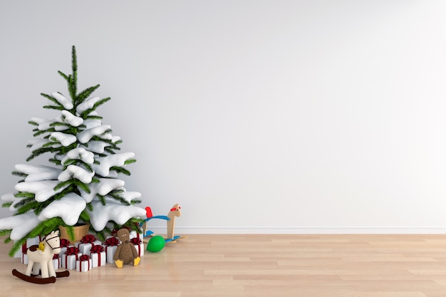 Christmas tree in white room for mockup