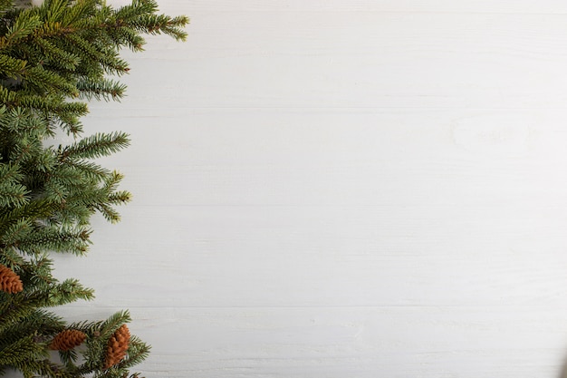 Christmas tree on a white wooden table