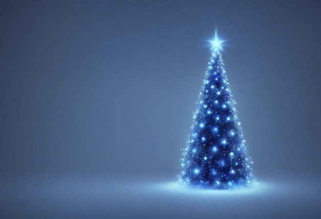 A Christmas tree with blue lights on it