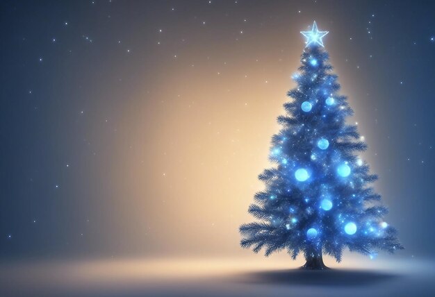 Photo a christmas tree with blue lights on it