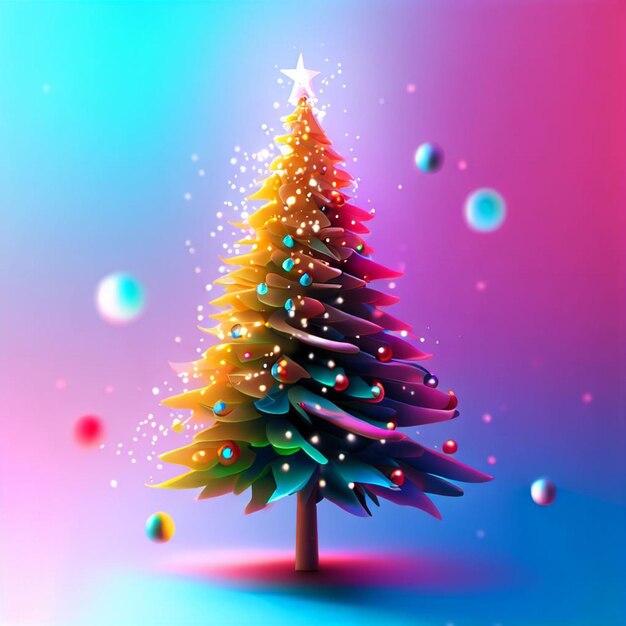 Foto albero di natale con sfondo colorato