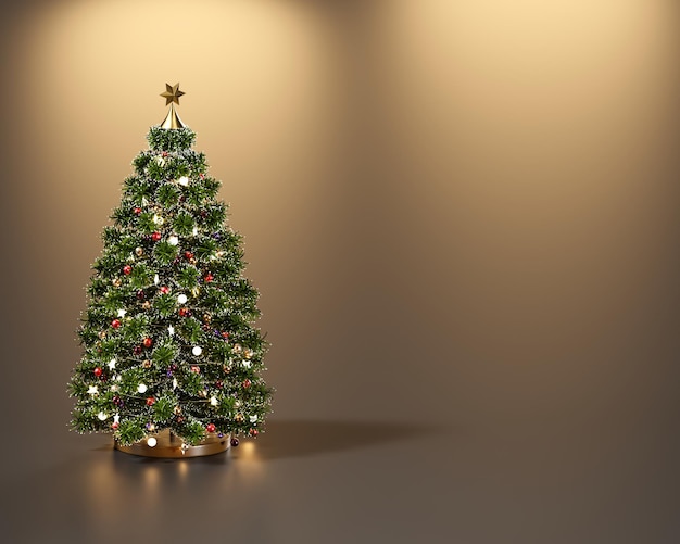 Christmas tree with copy space background 3d rendering