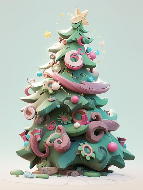 Christmas Tree with Cute Clay Ornament