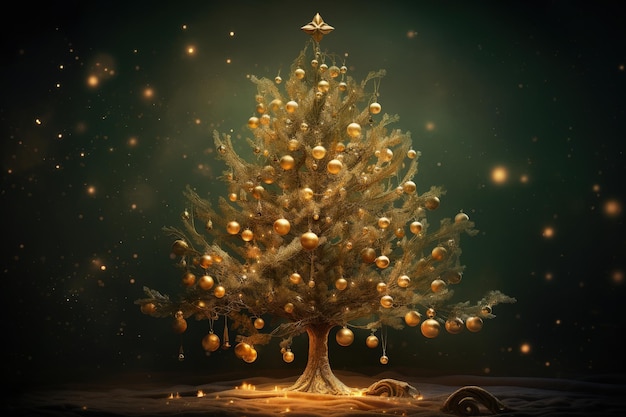 Christmas tree with decoration balls concept of holidays and festivitiesGenerative AI