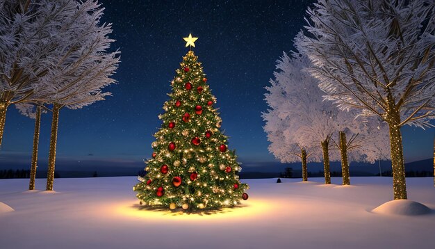 christmas tree with decoration or luxury fir best design with background