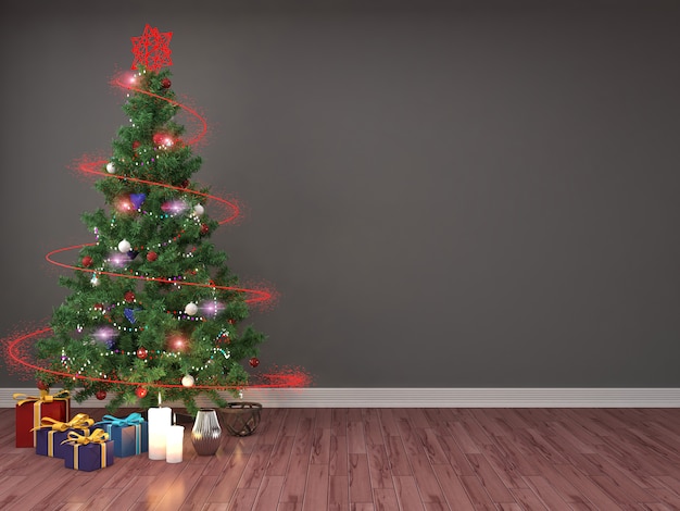 Christmas tree with decorations in the living room