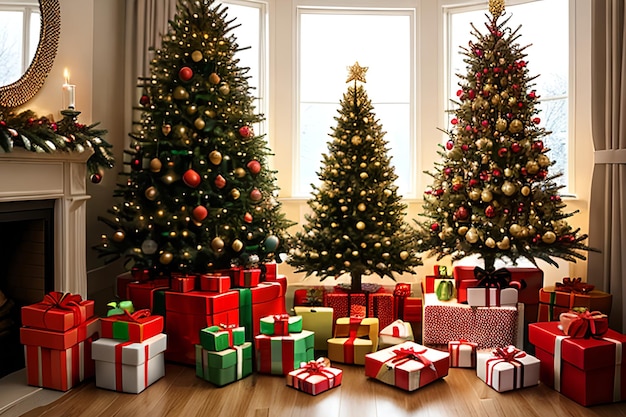 クリスマスツリーとギフトボックス