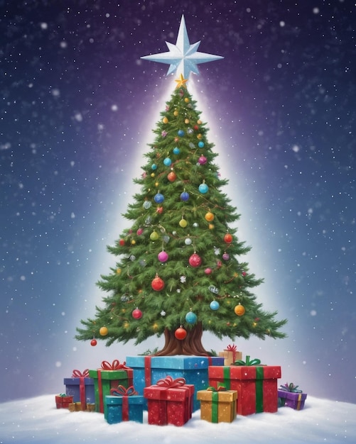 Фото Рождественская елка с подарками и подарками счастливого нового года