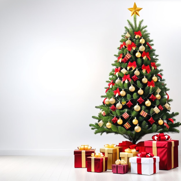 Christmas tree with gifts isolated from a white background