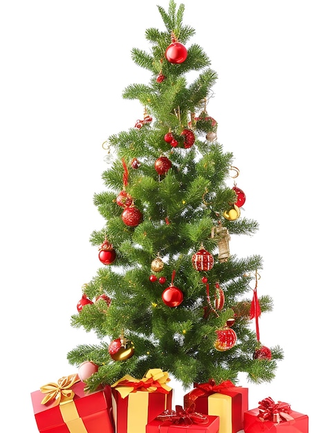 Фото Рождественская елка с подарками на белом фоне