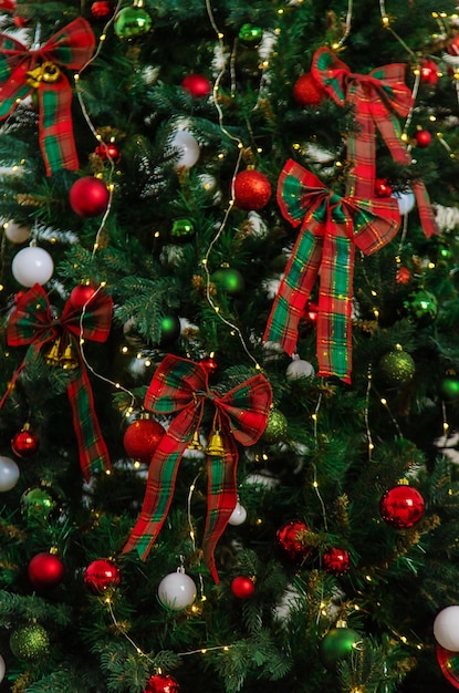 Christmas tree with gifts Selective focus