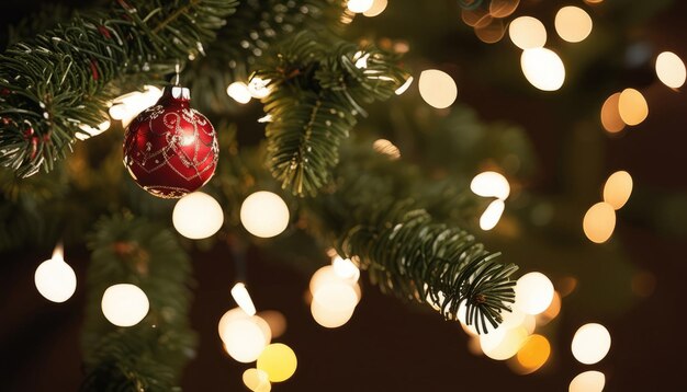 金と赤の装飾が付いたクリスマスツリー